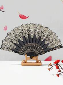 3pcs/1set Lace Floral Hollow Out Women's Folding Fan, Vintage Decorative Fan, (Includes Fan, Card And Gauze Bag). Suitable For Bridal Photo Props, Wedding Gifts, Bridesmaid Gifts, Masquerade Party Supplies, Dance Performances, Holidays, Housewarming, Mother's Day, Thanksgiving, Teacher's Day Gifts, Home Decor And Women's Fashion Accessories. - Multicolor - View 6