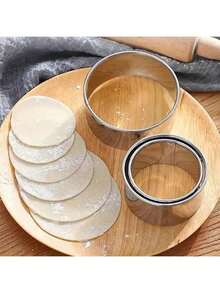 3件套不锈钢圆形饺子模具切割器，饼干蛋糕糕点面团切割器，厨房餐厅烘焙工具配件 - 彩色 - 查看 6