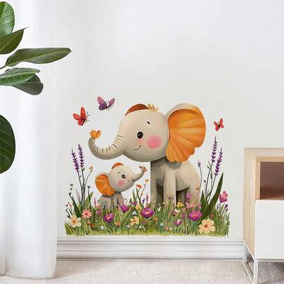 1/5 miếng dán tường hình động vật hoạt hình dễ thương và ấm áp (Chủ đề Cha mẹ - Con cái) - Có thể tháo rời, tự dính, chống thấm nước, làm bằng nhựa PVC - Lý tưởng để trang trí phòng khách, phòng ngủ, phòng tắm, phòng trẻ em và văn phòng.