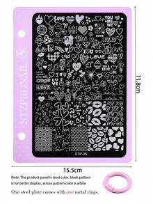 1片心形嘴唇美甲印花板，可爱冰淇淋翅膀卡通人物Y2K风格印花模板，美甲配件工具，美甲沙龙用品 - 彩色 - 查看 12