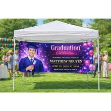 1PC Custom Academic Grad Banner, Personalized Party Backdrop, 2026 Decor, Graduation Banner, High School Banner, Custom Banner, Grad Decor, Graduation Party Supplies - White - View 4