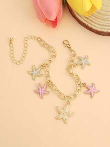 1pc Summer Casual Unique Exaggerated Starfish, Shell, Conch Charm Bracelet For Vacation - Multicolor - View 4
