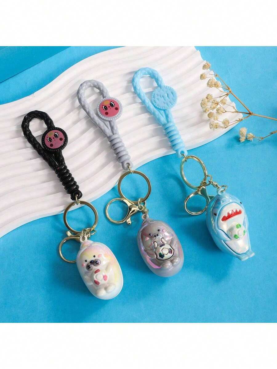 Móc khóa hình quả bóng đá mạ điện sáng tạo, hình động vật biển - Cá ngựa, mặt dây chuyền hình cá mập cho ba lô, móc chìa khóa xe hơi, quà lưu niệm nhỏ cho kỳ nghỉ lễ. - Nhiều màu - Xem 1