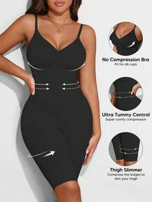 Suprenx 一件式露背塑身衣，女士收腹连体裤，无缝全身塑形无袖连体裤，情人节特别版 - 黑色 - 查看 3