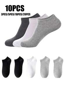 Unisex Invisible Low-Cut Boat Socks For Men And Women, Anti-Slip, Solid Color, Casual, Suitable For Daily Wear, Leisure, Back-To-School Season, Etc. - Multicolor - View 1