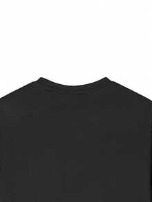 Camiseta de mujer de manga corta y cuello redondo informal - Estampado impreso, tela suave y cómoda, lavable a máquina, tops de verano blancos - Negro - Ver 6