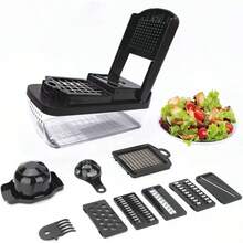 Máy thái rau củ 13 trong 1, máy cắt trái cây đa năng, máy xay thực phẩm cầm tay, máy cắt rau củ, máy thái rau củ đựng trong hộp, máy thái hành tây với lưỡi dao thay thế, máy thái sợi julienne, dụng cụ nhà bếp, đồ dùng nhà bếp - Nhiều màu - Xem 15