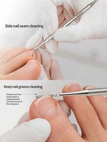 4/3/1 Set Kit d'outils en acier inoxydable pour les ongles incarnés - Lime à double face, releveur d'ongles, cuillère et repoussoir à ongles, pour nettoyer et retirer les ongles incarnés, avec sac de rangement et boîte de rangement - Argent - Voir 3