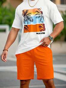 Free Shipping On This Item. Men's Casual Short-Sleeved Shirt With Christmas Palm Tree And Letter Print. Highly Sought-After Item. - White - View 1