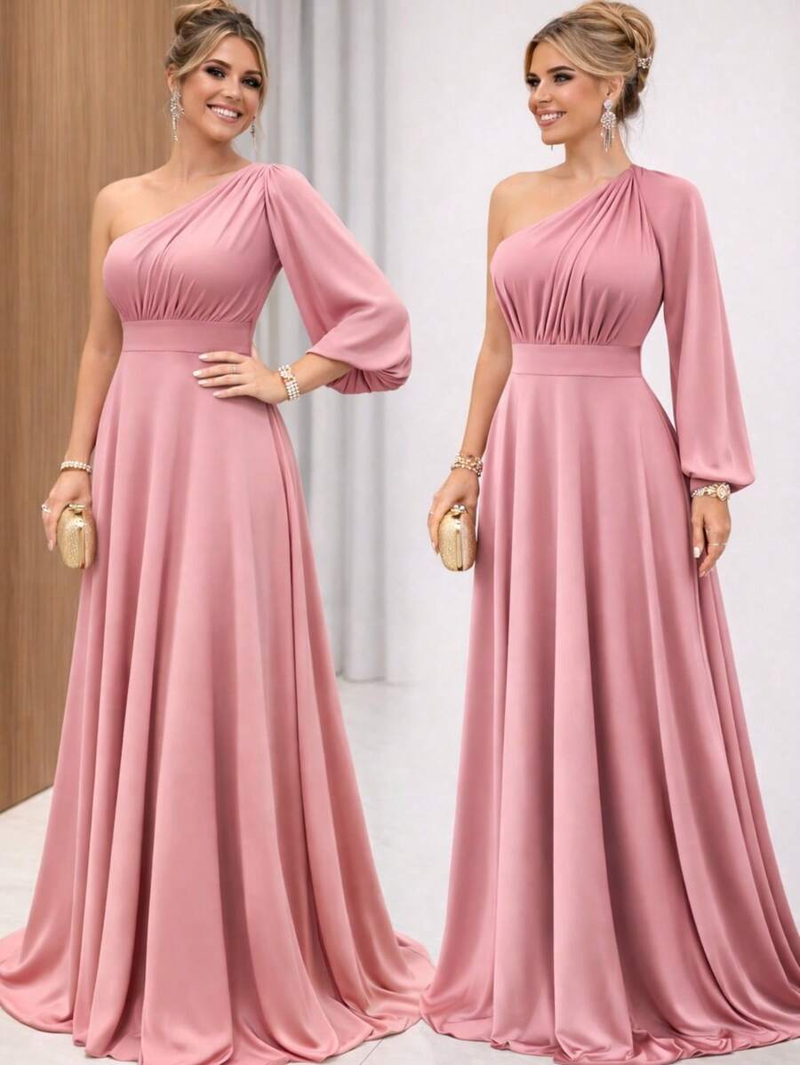 Ana Belle Dress, Elegant, Conservative/Modest Party Dress, Knit, Evening, Wedding, School, Formal And Nighttime. - 乾枯玫瑰色 - 查看 1