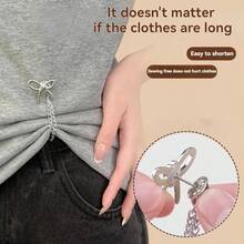 2pcs Heart/Bow Faux Pearl Denim Pant Leg Clips, Used To Prevent Pant Leg Dragging, Non-Slip Shoe Buckle, Pant Length Adjuster, Prevent Pant Leg Dragging On Ground, Suitable For Jeans And Pants - A - View 4