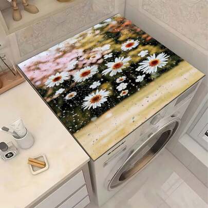 1pc Flower & Breeze Pattern Washing Machine & Dryer Top Cover Pad, Diatomite, Washing Machine Dust Cover, Kitchen Accessory, Anti-Slip, Suitable For Laundry Room, Bathroom, Home Decor And Room Decoration
