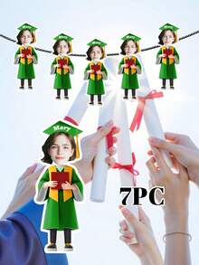 7/14/21pcs Customized Graduation Photo Flower Wreath, Personalized Graduate Face Flag With Name And Gown Color, 3 Color Options Suitable For Graduation Party Decor And Milestone Celebration, Graduation Season, Graduation Party Decoration, Gift For Graduate/College Student/Classmate - Multicolor - View 13