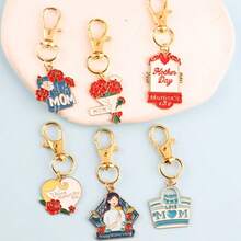 6pcs Mother's Day Flower & Letter Enamel Keychains, Appreciation Gifts For Mothers, Wives - Multicolor - View 5