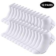 2/6/12 pares de calcetines acolchados gruesos para hombres, calcetines cortos cómodos tipo tripulación para hombres talla 10-13, calcetines deportivos de corte bajo - Blanco - Ver 8