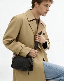 Coach Wyatt 20 Monogram Zipper Bag Crossbody Bag For Men With Wide Strap - Black - View 3