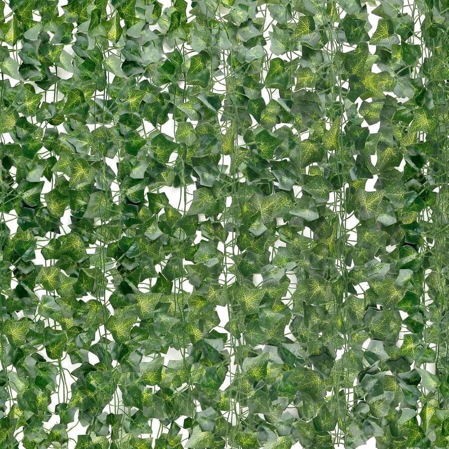 60 Stück Künstlich Efeu Hängend Girlande, Efeugirlande Künstlich, 126m Efeubusch Kunstpflanze Girlande für Hochzeit, Küche, Garten, Party Wanddekoration Sehr Stabil und echt aussehendes Efeu. - Dunkelgrün - Übersicht 1