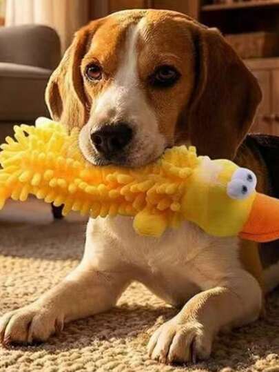 柔软毛绒发声狗狗玩具，无填充物，可爱动物造型，可发出声音，适合小型、中型和大型宠物