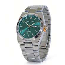 GUANQIN 1件装时尚防水夜光不锈钢男士手表，带日期和星期显示，休闲石英腕表，适合男士在万圣节、圣诞节、父亲节、生日、返校、学生、节日、情人节、约会、商务、日常、送礼、音乐节、婚礼季等场合佩戴。 - 銀色 - 查看 8