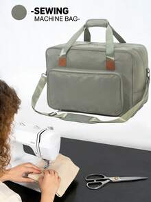 Sewing Machine Carrying Case, Portable Tote Bag Compatible With Singer, Brother, Janome, Multiple Pockets For Storage, Adjustable Shoulder Strap, Fits Most 15-18 Inch Machines, Water-Resistant Oxford Fabric - Purple - View 18