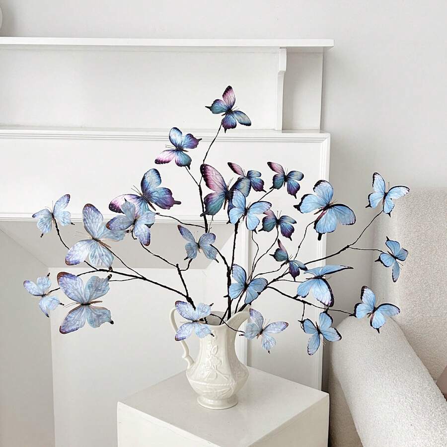 1/3pcs Artificial Butterfly Flower Branches, High-End Tabletop Floral Decor, Suitable For Living Room Vase, Luxury Restaurant, Elegant Home, Floral Arrangement, Mother's Day, Easter, Home, Kitchen, Wedding, Party Decoration, Gift Packaging, Restaurant Centerpiece, Seasonal Decor, Dining Table Decoration, Home Wedding Decor