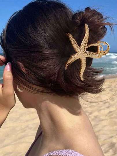 1pc Unique Design Retro Personalized Minimalist Exaggerated Starfish Claw Hair Clip, Suitable For Women's Daily Wear, Beach Trip, Gift For Friends