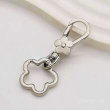 1个旋转花朵弹簧扣和圆尾扣 DIY钥匙扣包包配件吊坠，设计精美，易于按压 - 梅花圓口扣 - 查看 4