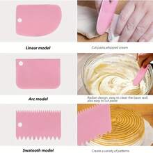 3pcs/1set Cake Scraper Smoother Set, Cake Icing Smoother Tool For Cake Decoration, Plastic Dough Scraper, Flexible Bowl Scraper For Baking, Multifunctional Kitchen Tools - Multicolor - View 9