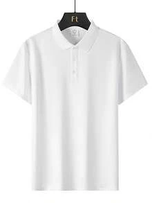 Áo Polo nam nhẹ, màu trơn, đa năng, thời trang, phù hợp cho chơi golf, chạy bộ, đi bộ, tụ họp và các dịp thể thao khác. - trắng - Xem 2
