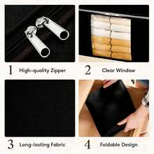 3 piezas Bolsas de almacenamiento plegables para el hogar, organizador doméstico para ropa, ropa de cama, suéteres, almohadas y almacenamiento en el armario - Negro 2 - Ver 3