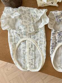 透气纱布宠物服装，小型犬猫紧身家居服，春夏款 - 淺藍色 - 查看 4