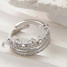 微镶水晶指节戒指：闪耀的镂空设计，尽显酷女孩个性 - 金黃色 - 查看 2