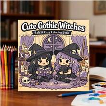1 Cute Gothic Witch Coloring Book 24 Sheets (120gsm Thick Paper) Upgraded Deluxe Edition (Suitable For Easter, Thanksgiving, Christmas, New Year And Valentine's Day Gifts) - Single Piece - View 3