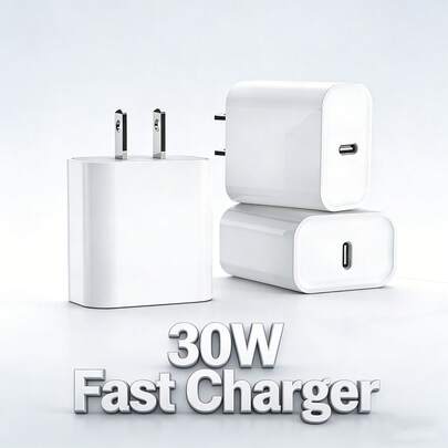 快速充电美规A/B型插头110-127V墙式充电器1-3个30W美规插头快速充电器适配器，兼容苹果17 Pro Max/17 Pro/17/Air/17/15/16/14/13/12/11/XS/XR/8/7/6，系列礼品弹簧