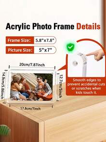 Khung ảnh acrylic trong suốt 7 inch, giá đỡ ảnh để bàn tối giản, thích hợp trưng bày ảnh cưới, bưu thiếp, ảnh tốt nghiệp và ảnh thường ngày, món quà lý tưởng. - Khung ảnh - Xem 3