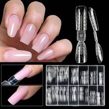 120pcs Square & Almond Shaped Nail Forms, Dual-Use Nail Extension Tips. Can Quickly Create Almond Or Oval Nail Shapes. Made Of Durable Material, 12 Different Sizes Available. Suitable For Creating Sweet And Stylish Manicure Looks. Professional Nail Art Tool. Suitable For Use In Nail Salons And By Nail Art Enthusiasts, For Handmade Nail Stickers Or As A Nail Art Tool. Nail Care Products. It Can Quickly Create Nail Designs In Spring And Summer. - Multicolor - View 9