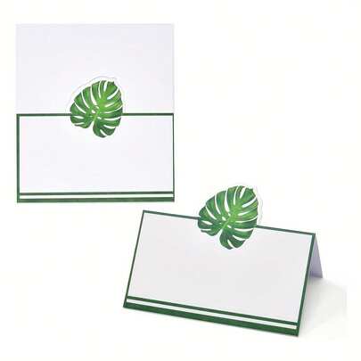 Bộ thiệp lá cọ, bao gồm họa tiết hoa Hawaii và lá xanh, kích thước 3.5"X4.0", thích hợp làm danh thiệp kinh doanh, thiệp mời đám cưới, lý tưởng cho đám cưới và tiệc sinh nhật.