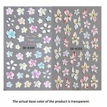 5D Embossed Gradient Floral Nail Stickers, Includes Self-Adhesive Leopard Print, Lily, Hibiscus, Butterfly Patterns, Suitable For Decorating Acrylic Floral Nail Art, Ideal For Spring And Summer - Multicolor - View 15