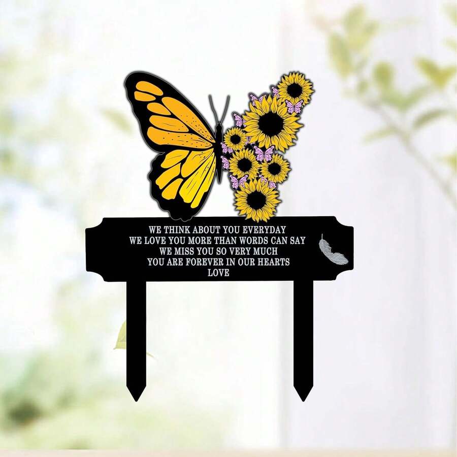 Nouveau piquet commémoratif en acrylique, décoration de jardin de cimetière, plaque hommage pour site de tombe, décoration de jardin - A - Voir 1