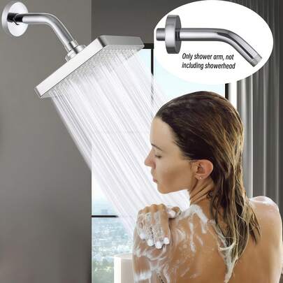 1pc Electroplated Curved Pipe, Stainless Steel Bathroom Accessory Shower Arm For Hotel, Bathroom, Concealed Wall-Mounted Shower Arm, Waterproof Tape