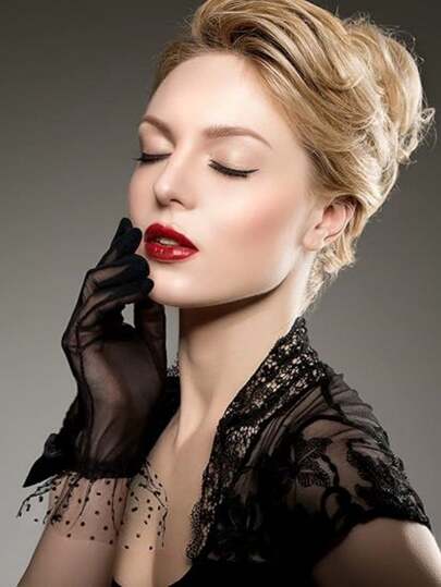 Lace Gloves, Designed For Women, Weddings, And Tea Parties, With Bows, Elegant In Short Styles, Polka Dots, And Accessories Suitable For Opera, 1920s Funerals. Lace Gloves Have Classic Colors And Can Be Easily Matched With Different Clothing, Such As Wedding Dresses, Banquet Dresses