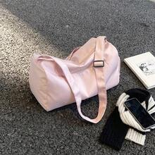 女士大容量尼龙健身包，防水休闲斜挎旅行包，可调节肩带，粉色系旅行周末包 - 彩色 - 查看 14