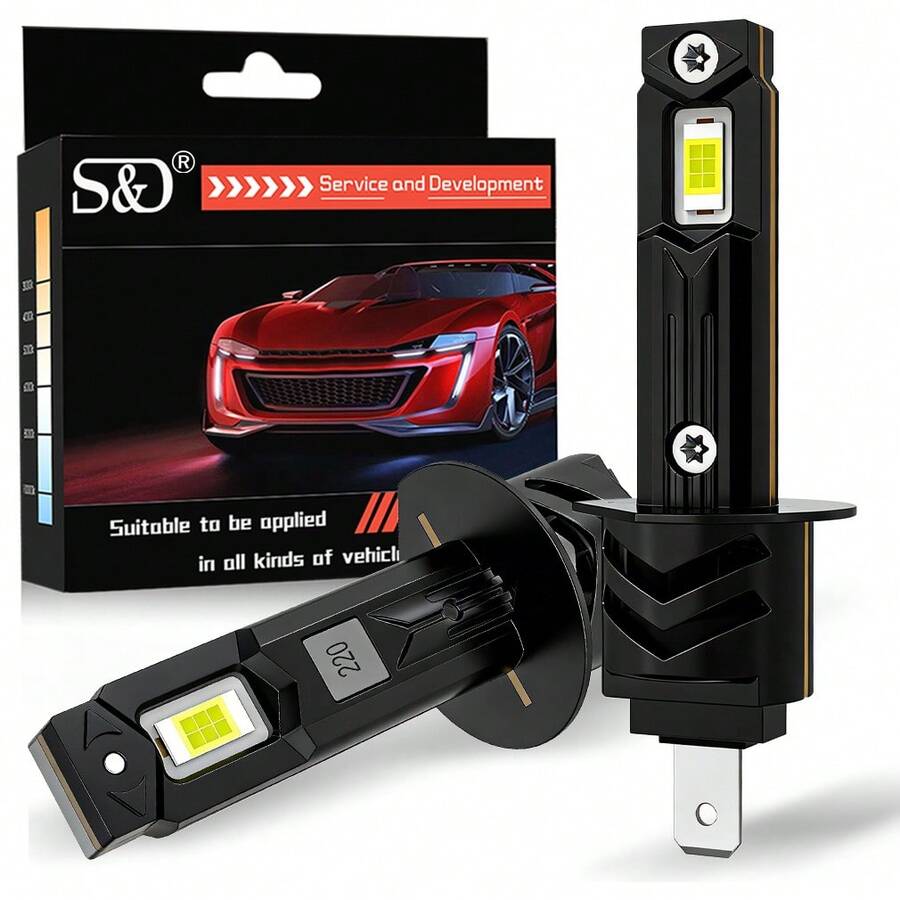 Bóng đèn LED S&D H1 20000LM 100W Đèn pha LED H1 Canbus Đèn xe hơi Turbo có quạt 6000K 12V Cắm và chạy - A - Xem 1