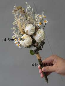 1 Buquê Vintage de Rosas e Margaridas Artificiais, Arranjo de Flores, Decoração para Sala de Estar, Mesa de Jantar, Ornamento Floral - Multicolorido - Ver 3