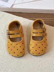 女童新款真皮鞋，公主风软底防滑婴儿鞋，时尚童鞋 - 黃色 - 查看 2