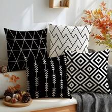 MEMNUN 6件套现代简约黑白几何印花抱枕套（不含枕芯），尺寸分别为17.7*17.7英寸（45*45厘米）/19.69*19.69英寸（50*50厘米）/15.75*15.75英寸（40*40厘米），单面印花。现代家居装饰涤纶抱枕套，适用于沙发、床、客厅、卧室、汽车、办公室、酒店等场所，四季皆宜，是馈赠亲朋好友的理想之选。 - 彩色 - 查看 7