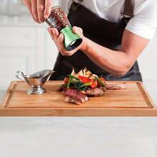 1 件装高品质红木砧板，带导流槽 - 双面圆形凹槽设计，乡村风格厨房用具，经久耐用，易于清洁，多用途砧板，适用于奶酪、蔬菜、肉类、面包、水果、坚果、牛排、寿司等，适合家庭厨房、餐厅使用，易于清洗，圣诞节装饰 - 駝色 - 查看 3