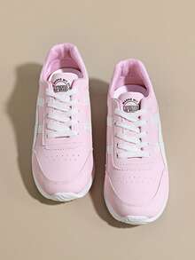 女士多功能休闲鞋，防水防滑，易清洁，圆头低帮，舒适平底，百搭运动鞋，撞色设计，复古风格，红色、绿色、黄色可选，尺码35-43（含大码） - 粉色 - 查看 9