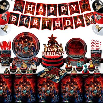 1pc 2026 New Theme Kids Birthday Party Decoration Set - Plates, Cups, Napkins, Tablecloth - Birthday Gift, Surprise Gift, Holiday Gift, Couple Gift, Christmas Gift, Gamer Gift, Party Supplies