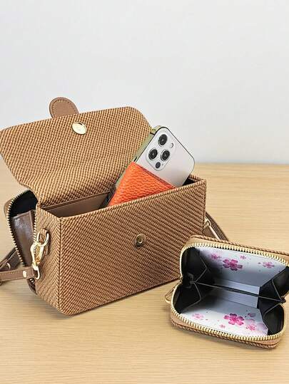 MINGYOU محفظة صغيرة جديدة للحمل عبر الجسم، تطريز موضة، سحاب مزدوج ناعم، حقيبة هاتف متعددة الوظائف سعة كبيرة، حقيبة كروس بودي لطيفة وأنيقة للسيدات والطالبات الشابات، مناسبة للتسوق والمواعدة والهدايا